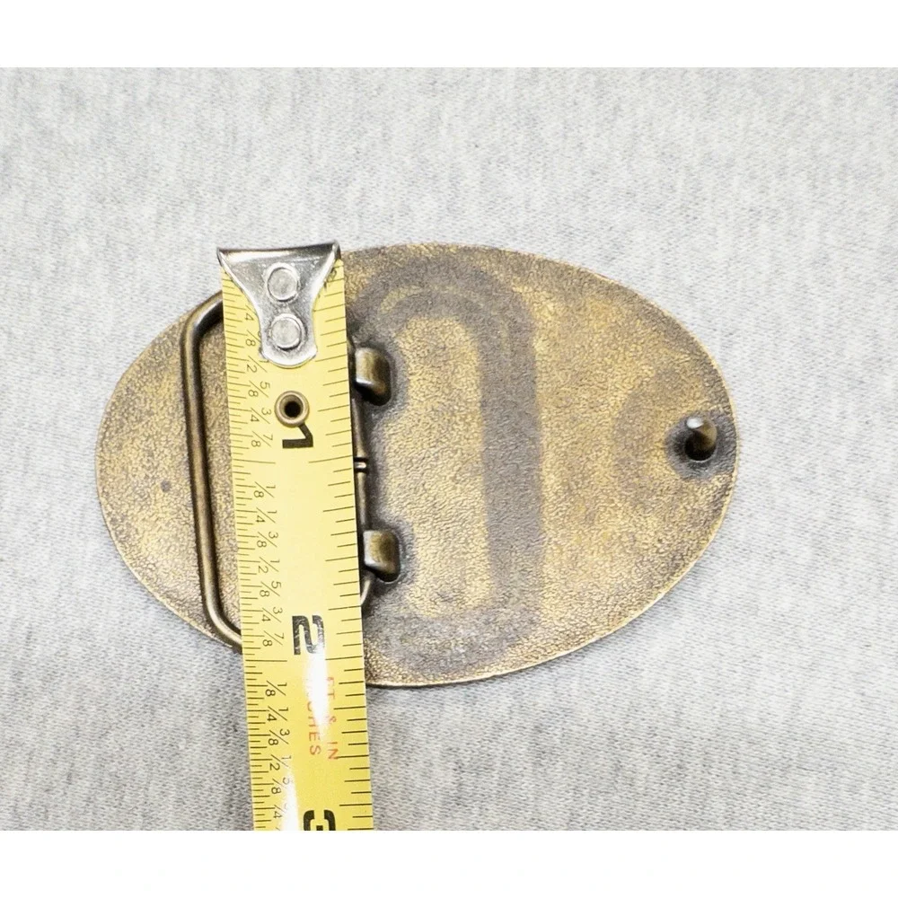 Vtg 1997 Brass Belt Buckle Buffalo Running Strong for American Indian Youth